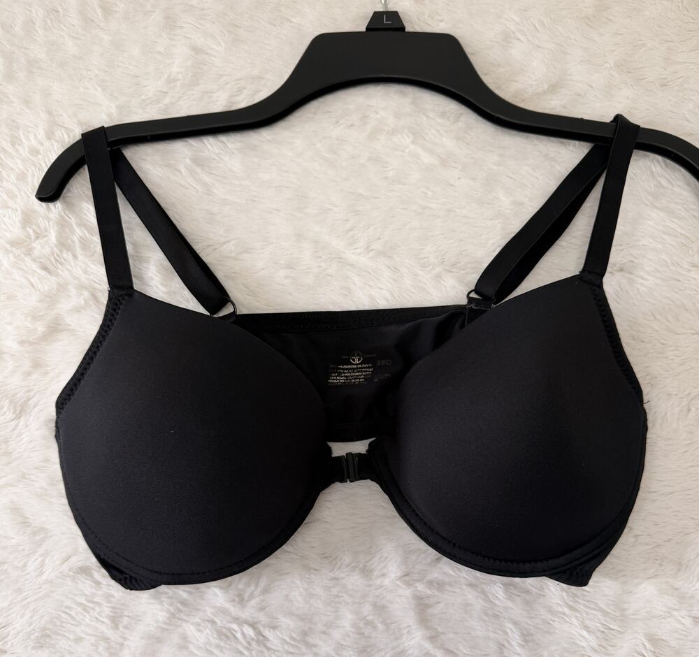 Front Close Underwire Bra Womens 38D Black Racerback Smooth Padded T-Shirt Bra